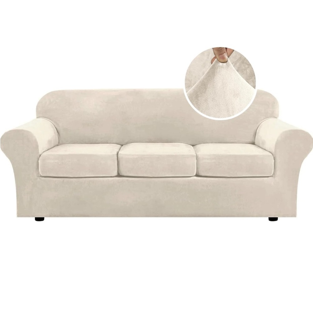 H.Versailtex (from Amazon) Ivory velour Sofa Cover